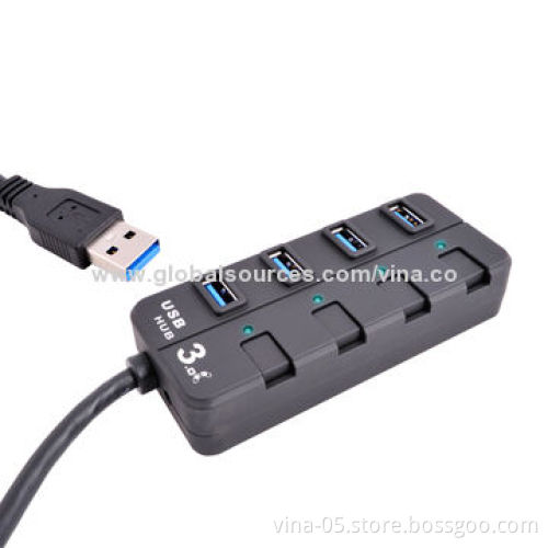 Best Selling 4 Ports USB3.0 Hub with 5V, 2A Extra Power Adapter